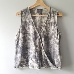 Leo & Sage Linen Tie Dye Sleeveless V Neck Top Medium
